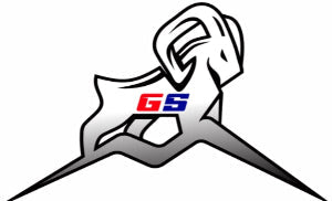 Goat with logo with 'GS' initials on a white background